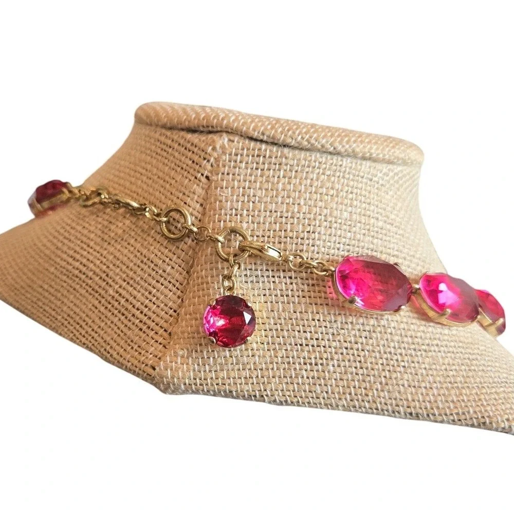 Roxanne Assoulin‎ Statement Necklace Gemstone Crystal Pink Ombre Gold Cocktail